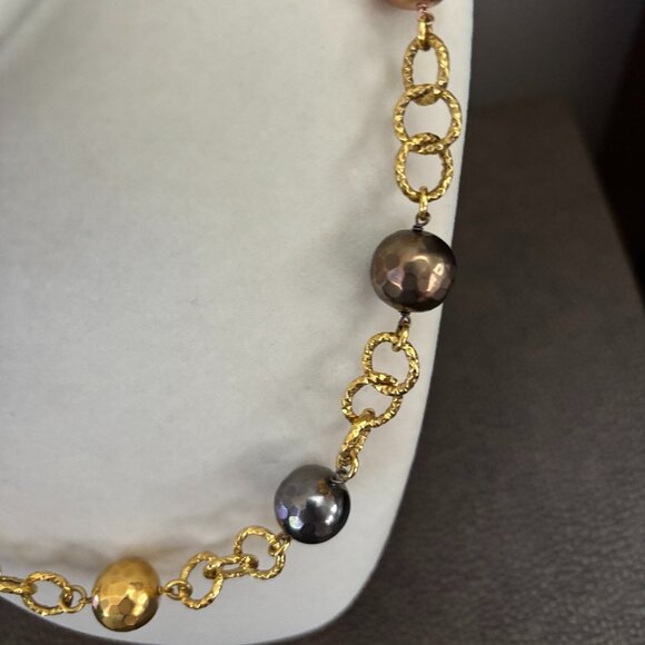 B Italy Gold Tone Link Necklace - Picture 3 of 14